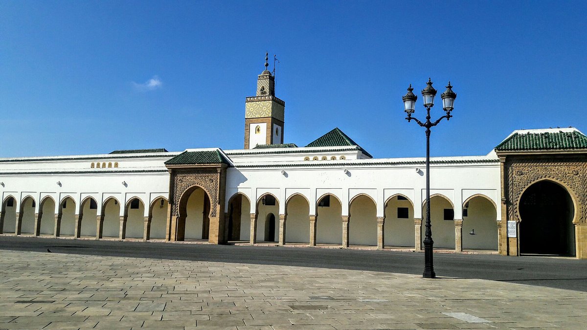 Majestic view of the Royal Palace of Rabat, showcasing its architectural grandeur and historical significance in Morocco.