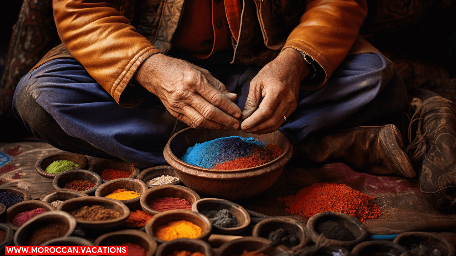 Exquisite Moroccan leather craftsmanship showcasing intricate artistry