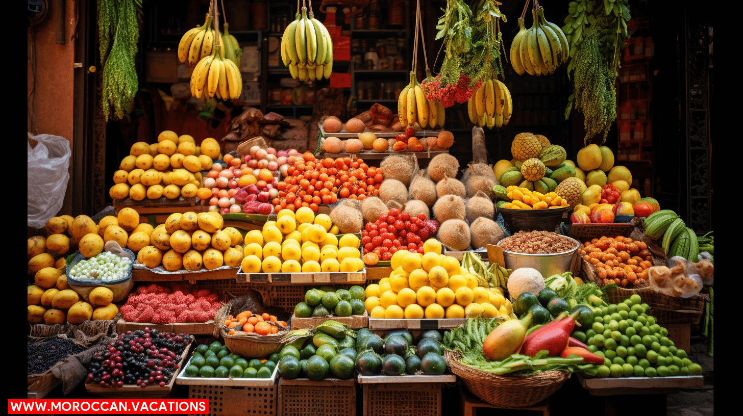 An abundant display of fresh fruits and vegetables, bursting with vibrant colors and nutrients.
