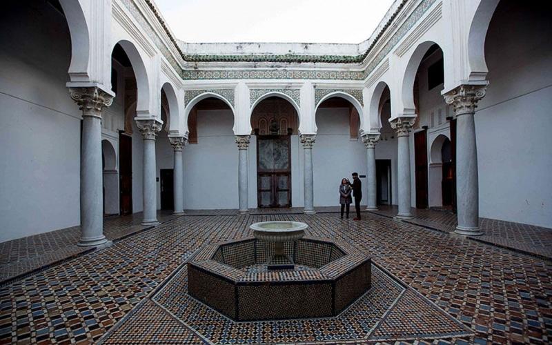 Interior view of the historic Kasbah Museum in Tetouan, showcasing traditional Moroccan architecture and cultural heritage.