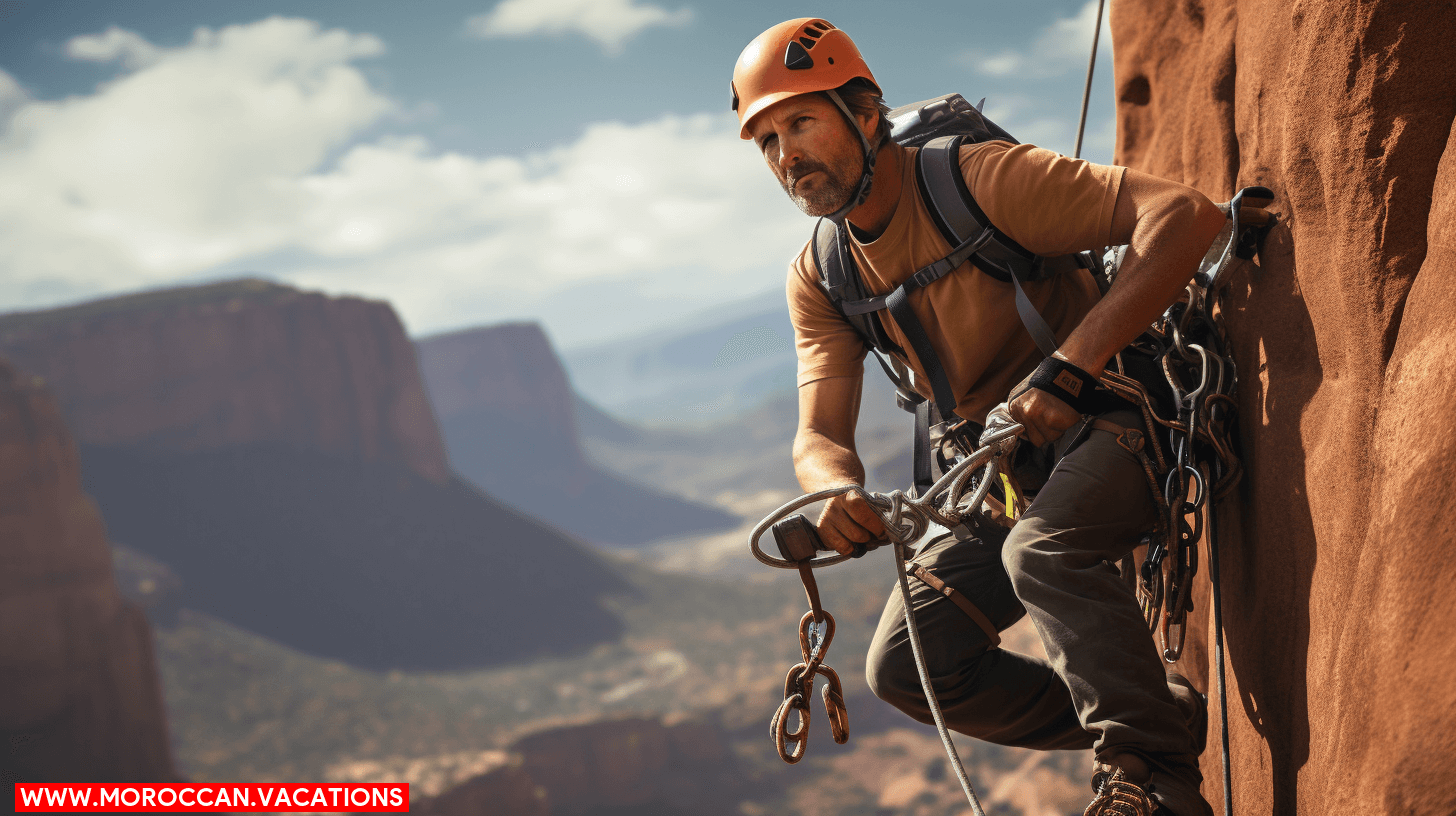 A group of adventurous individuals wearing safety gear while engaging in various outdoor activities such as rock climbing, kayaking, and hiking, emphasizing safety measures for adventure sports.