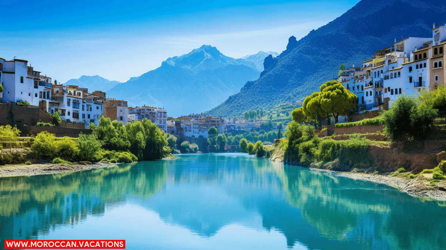 Tranquil blue waters flow along the Laou River Trail, offering a serene escape into nature's beauty.