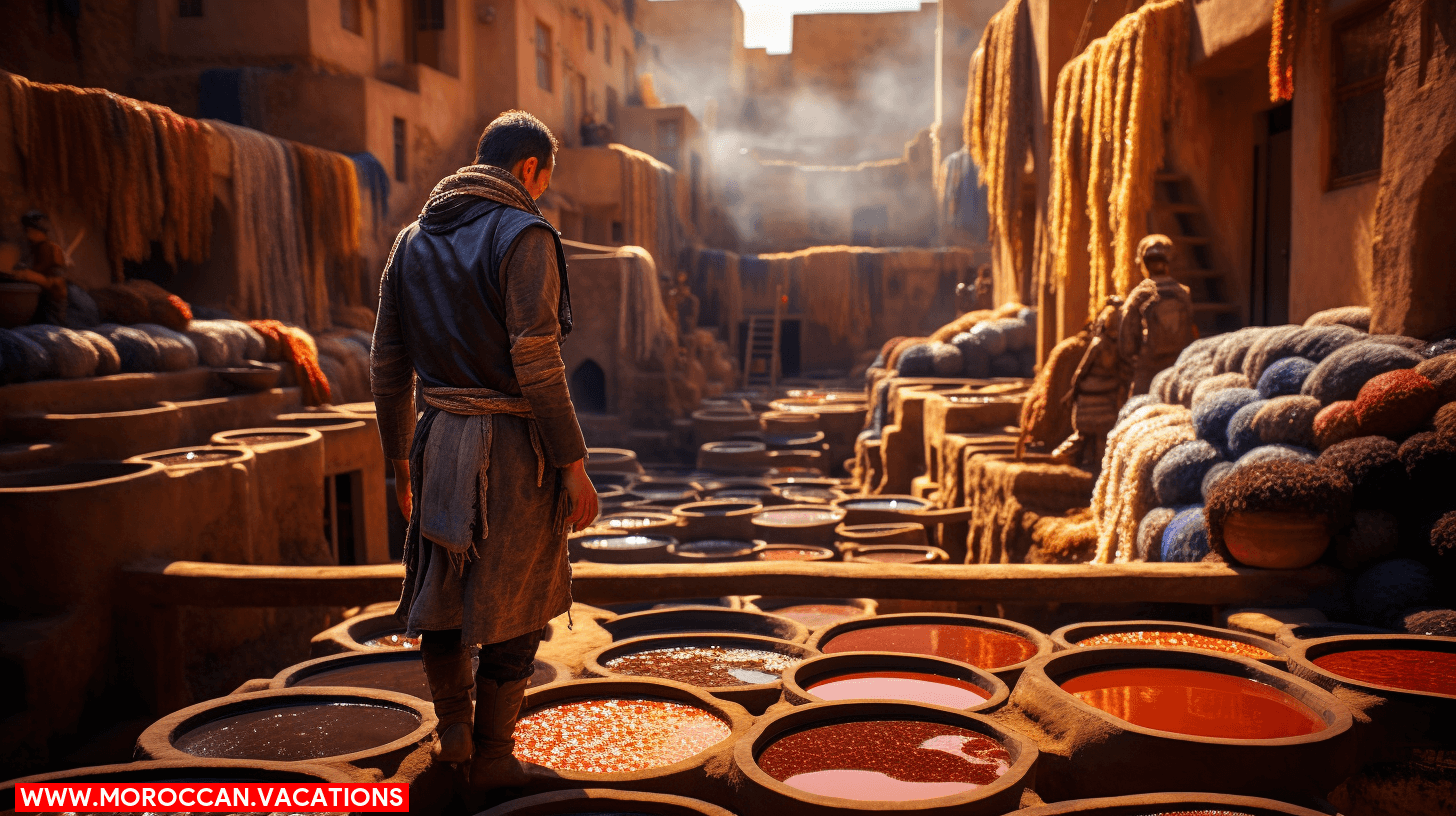 An image showing the traditional process of tanning leather, highlighting the historical significance and craftsmanship of traditional tanneries.
