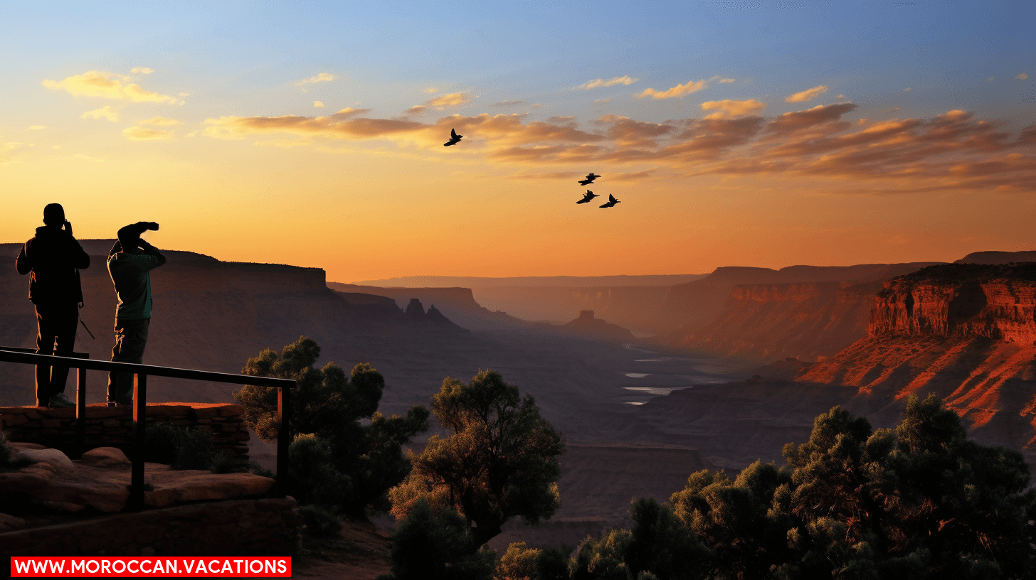 Image depicting a group of people engaged in bird watching, fostering community through nature exploration and bird observation.