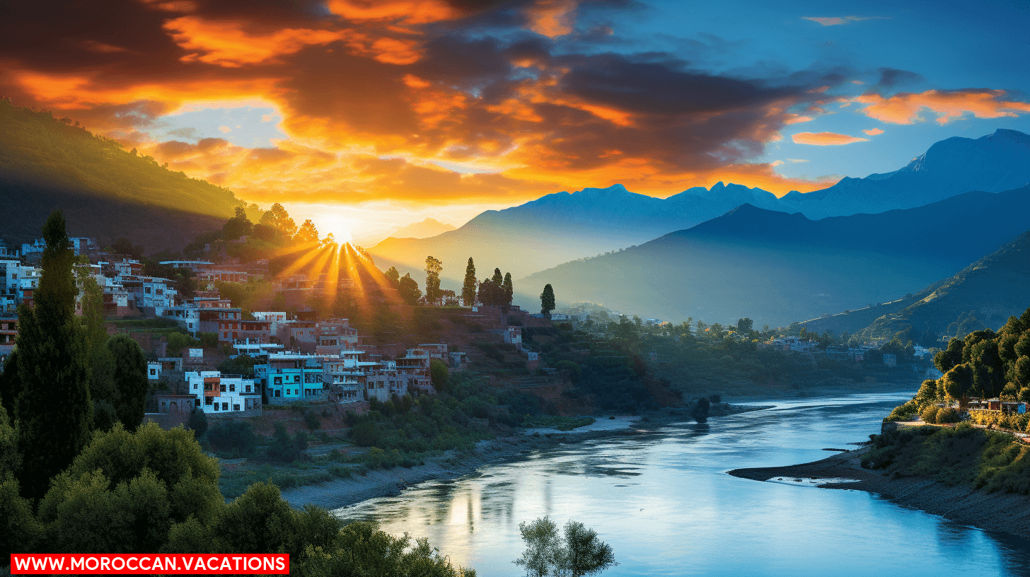 Vibrant sunset over calm waters, a mesmerizing natural scene