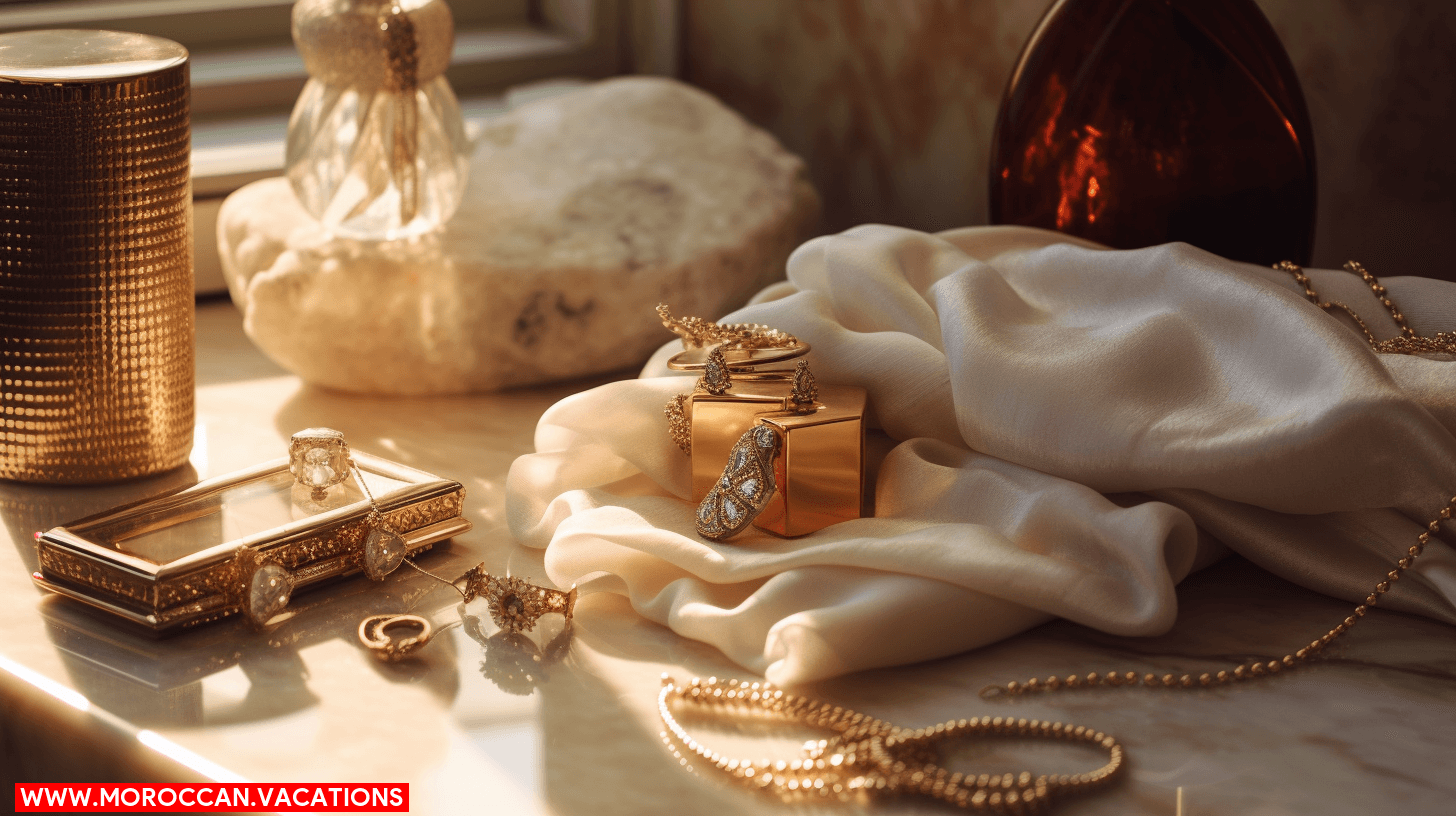 Image depicting a woman delicately polishing a piece of intricately designed Moroccan jewelry with a soft cloth.