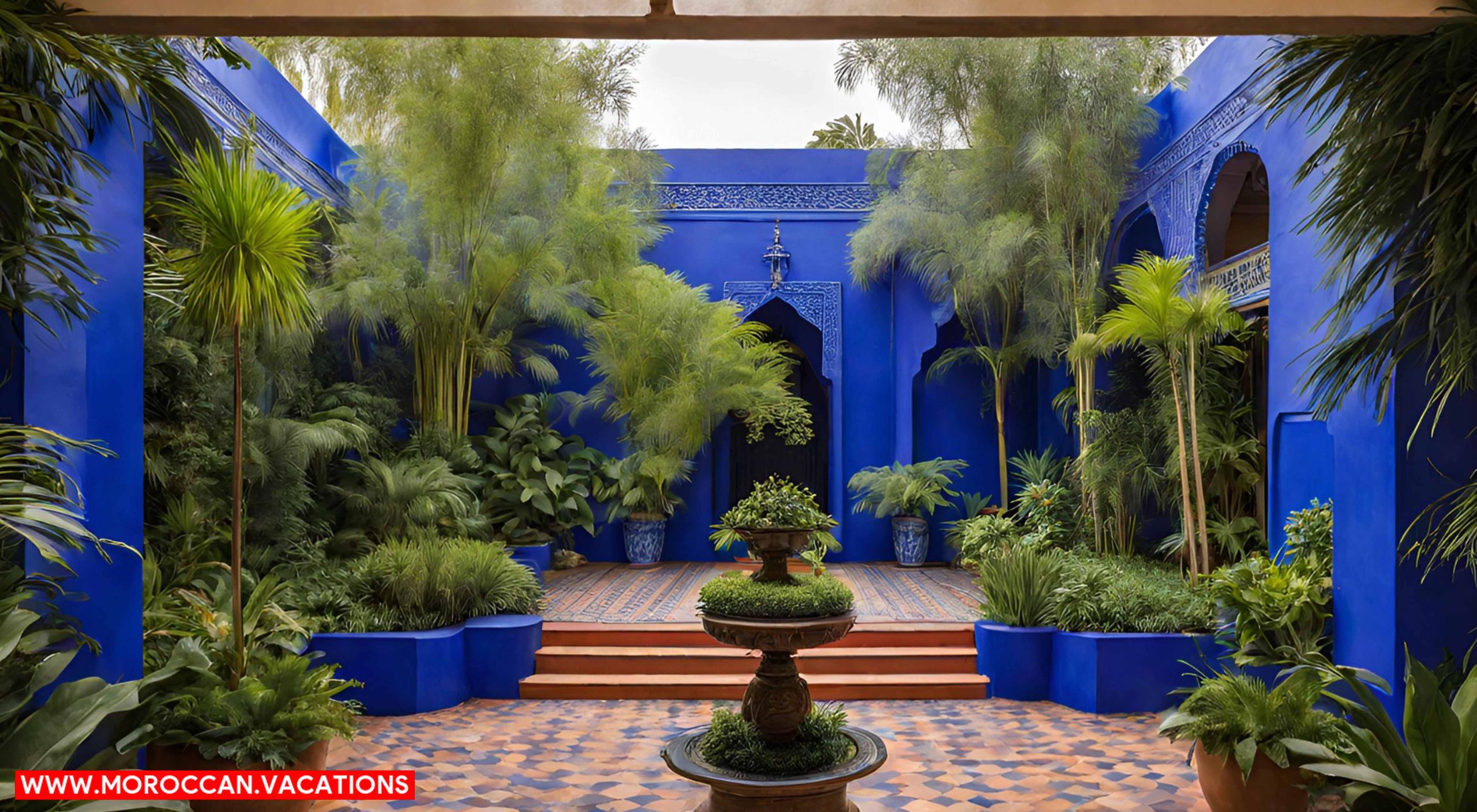 Lush greenery, Capture the central pavilion, surrounded by meticulously arranged exotic plants.