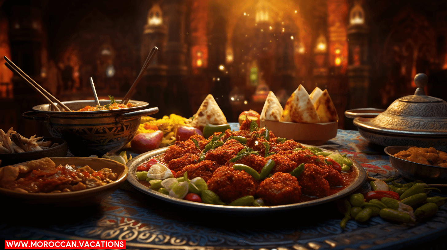 The vibrant fusion of flavors in Moroccan street food, showcasing the diverse influences from other cultures.
