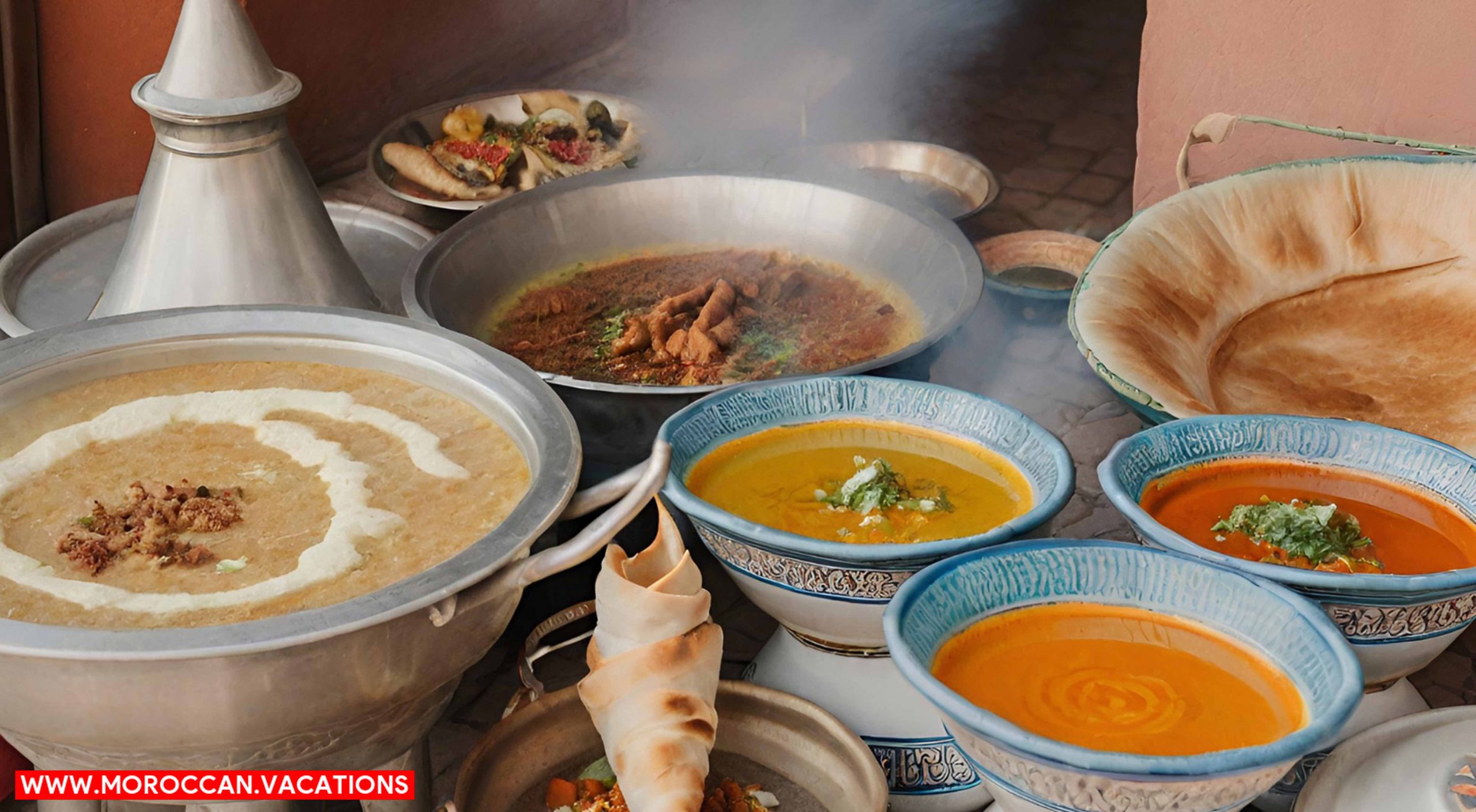 An image capturing the vibrant Moroccan street food market.