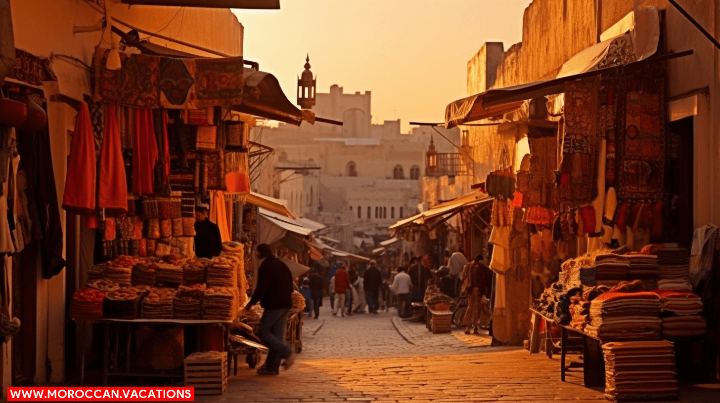 vibrant Fez shopping markets for an immersive cultural experience, offering a diverse array of traditional crafts, textiles, and local treasures.