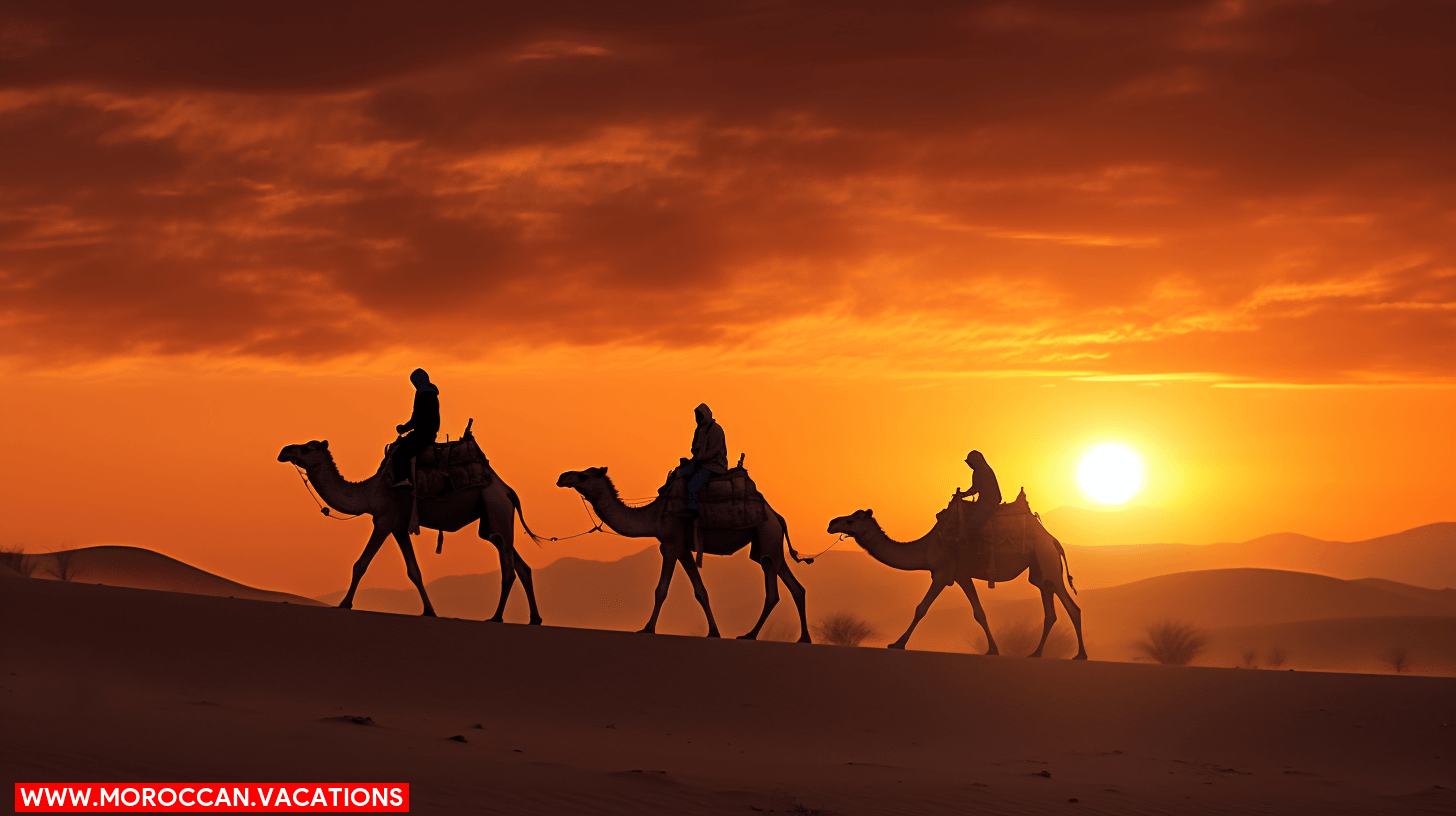 Sand dunes glowing in sunset hues, showcasing the conservation efforts and pristine landscapes of Erg Chebbi.