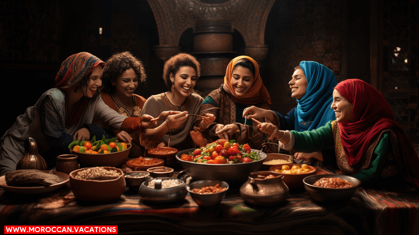 Capturing the essence of Moroccan meals as a social bond.