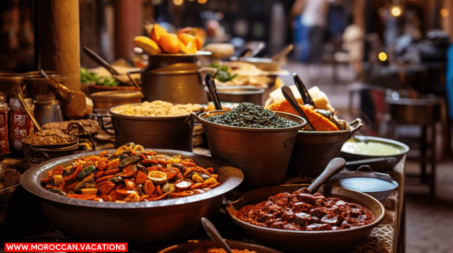 The vibrant fusion of flavors in Moroccan street food, showcasing the diverse influences from other cultures.
