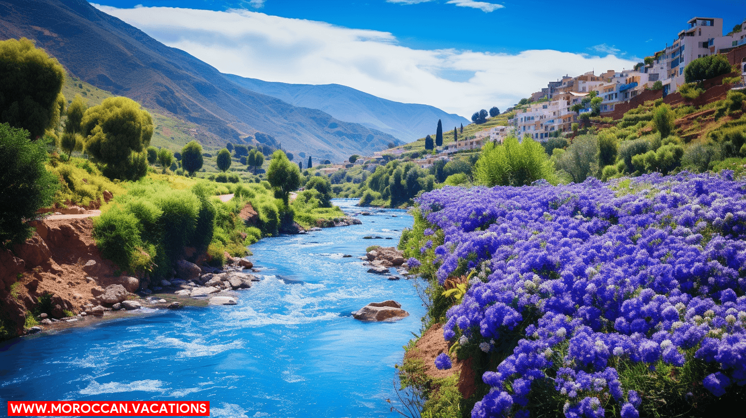 Scenic river valleys bordered by lush greenery, invoking a sense of enchantment and tranquility.