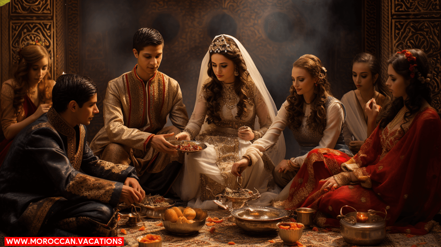 A serene image capturing the timeless beauty and cherished traditions of a wedding ceremony, with couples exchanging vows amidst elegant rituals.