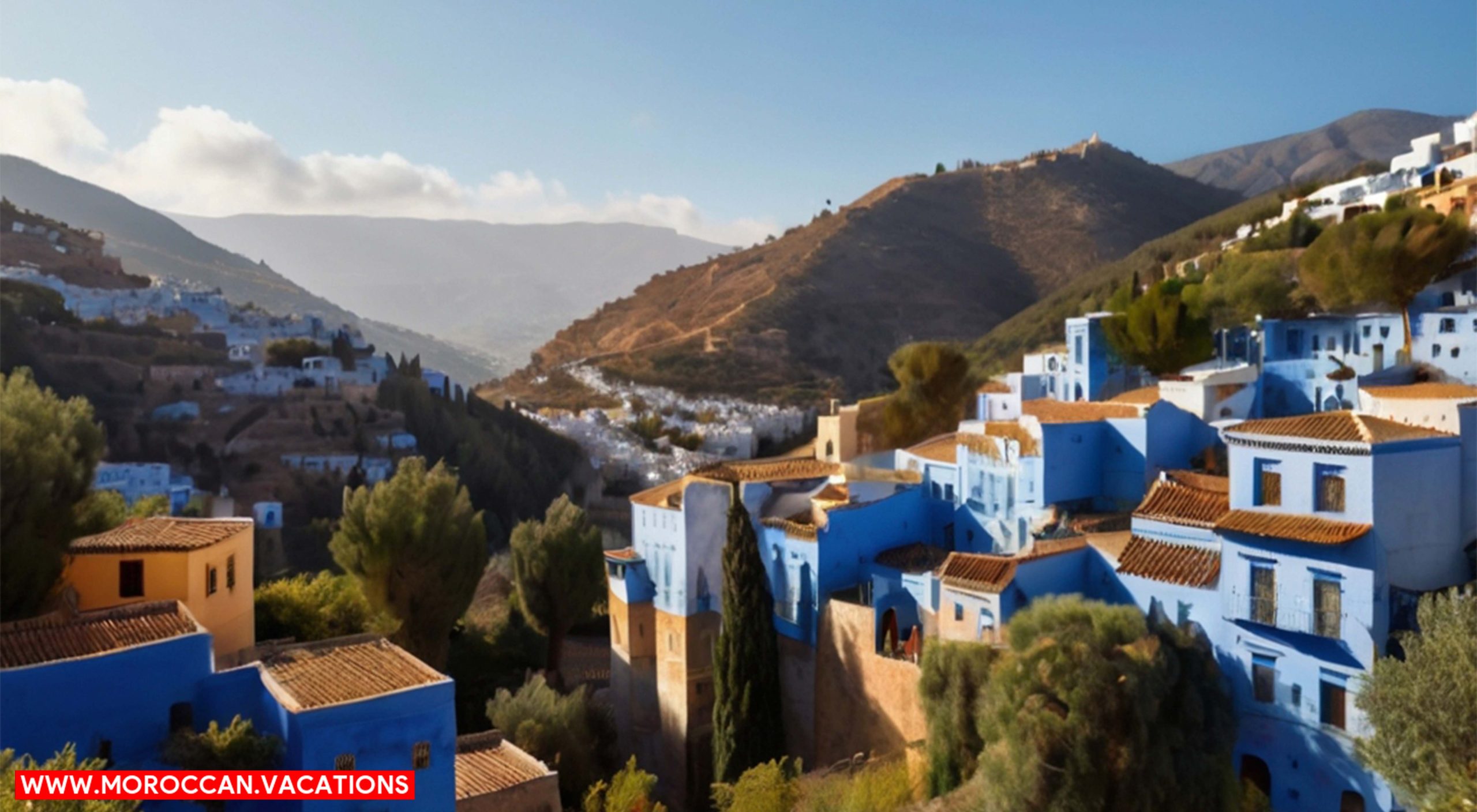 An image of beautiful aerial view of chefchaouen.