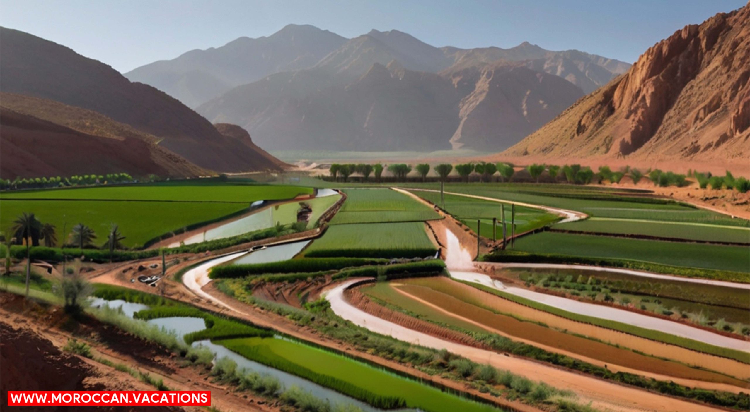 Dades valley surround with rice fields.